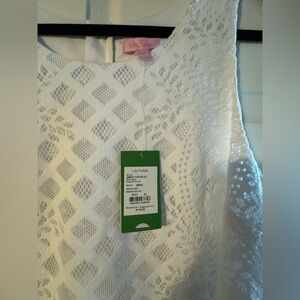 Lily Pulitzer report white pineapple geo lace dress